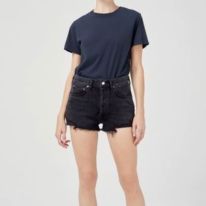 Agolde Black Parker Shorts in Vortex Black